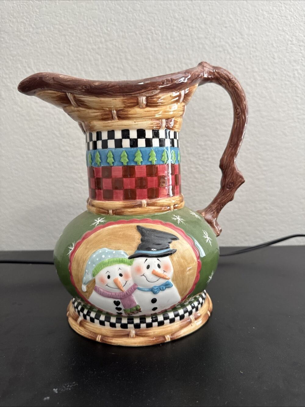 Christmas Pitcher House Of Hatten Peggy Fairfax Herrick Snowman NEW ceramic